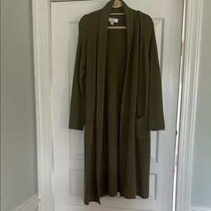 Olive Green Long Cardigan